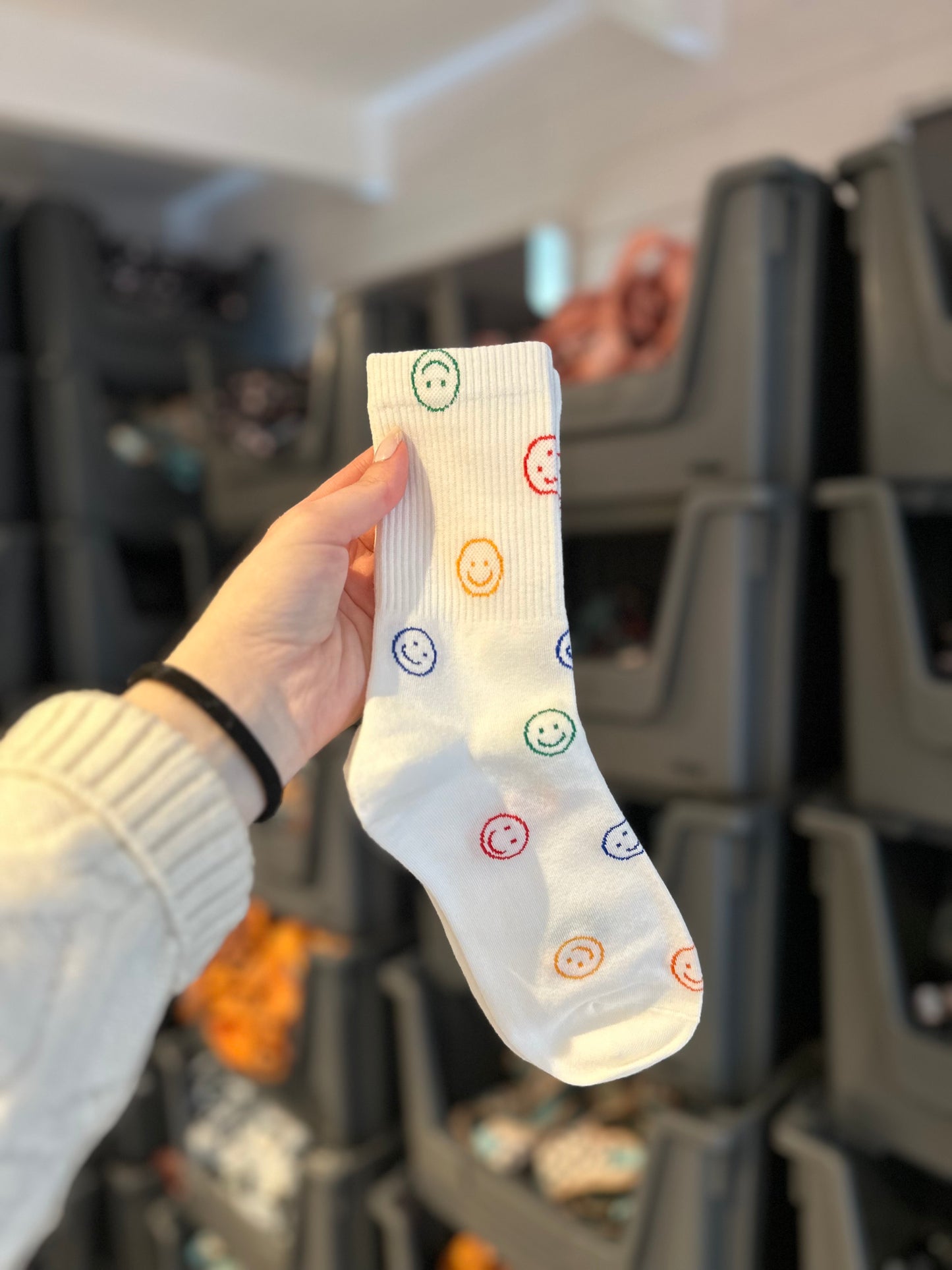 White Smiley Socks