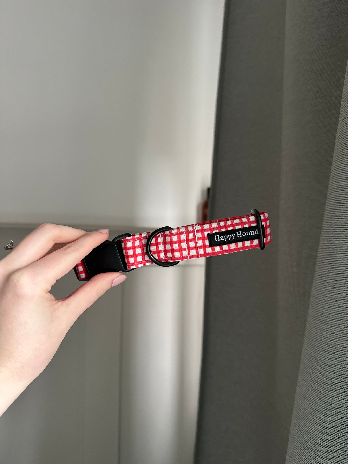 Christmas Gingham Red | Large | Handmade Collar