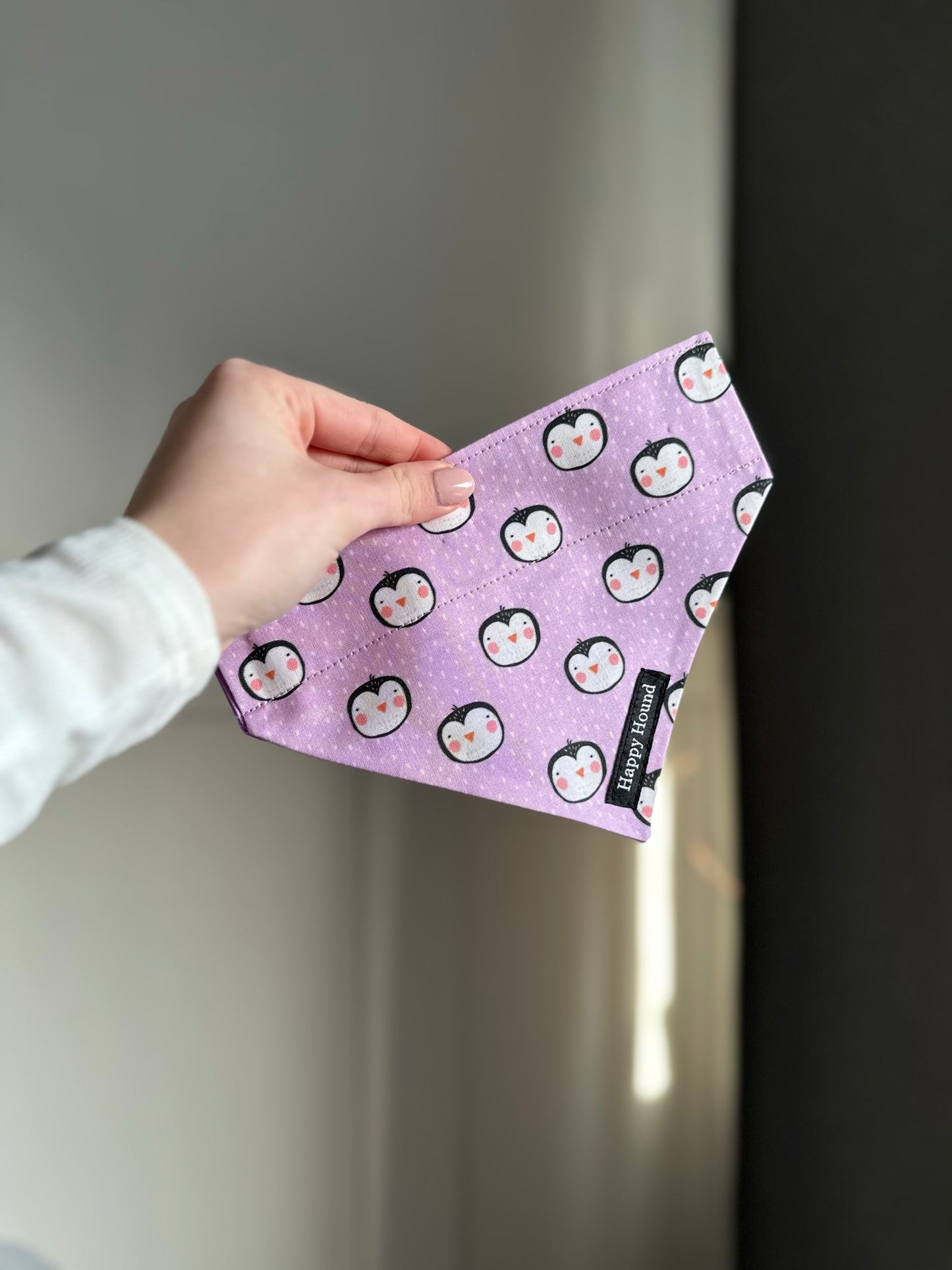 Christmas Penguins Lilac | Small | Handmade Bandana