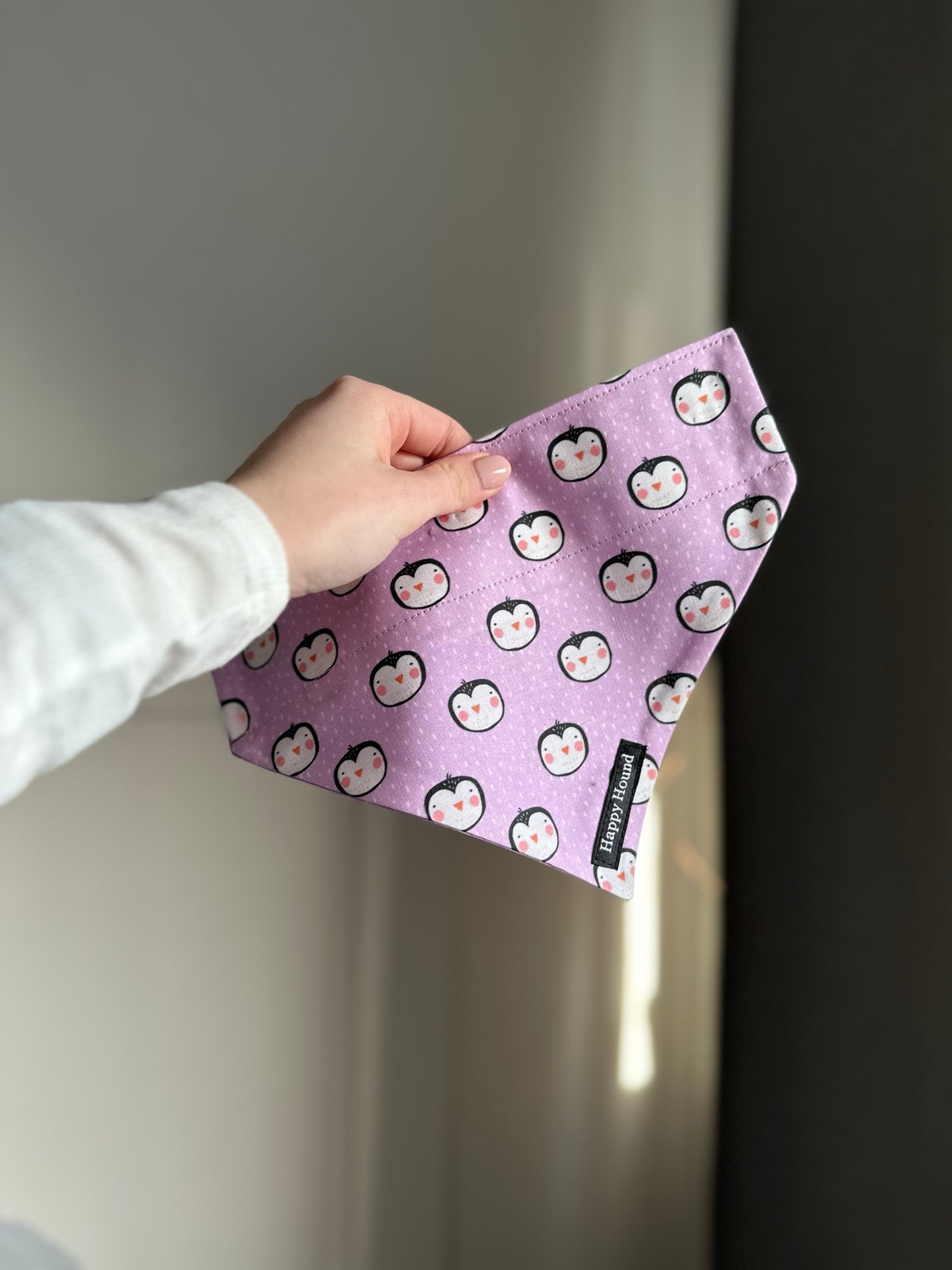 Christmas Penguins Lilac | Medium | Handmade Bandana