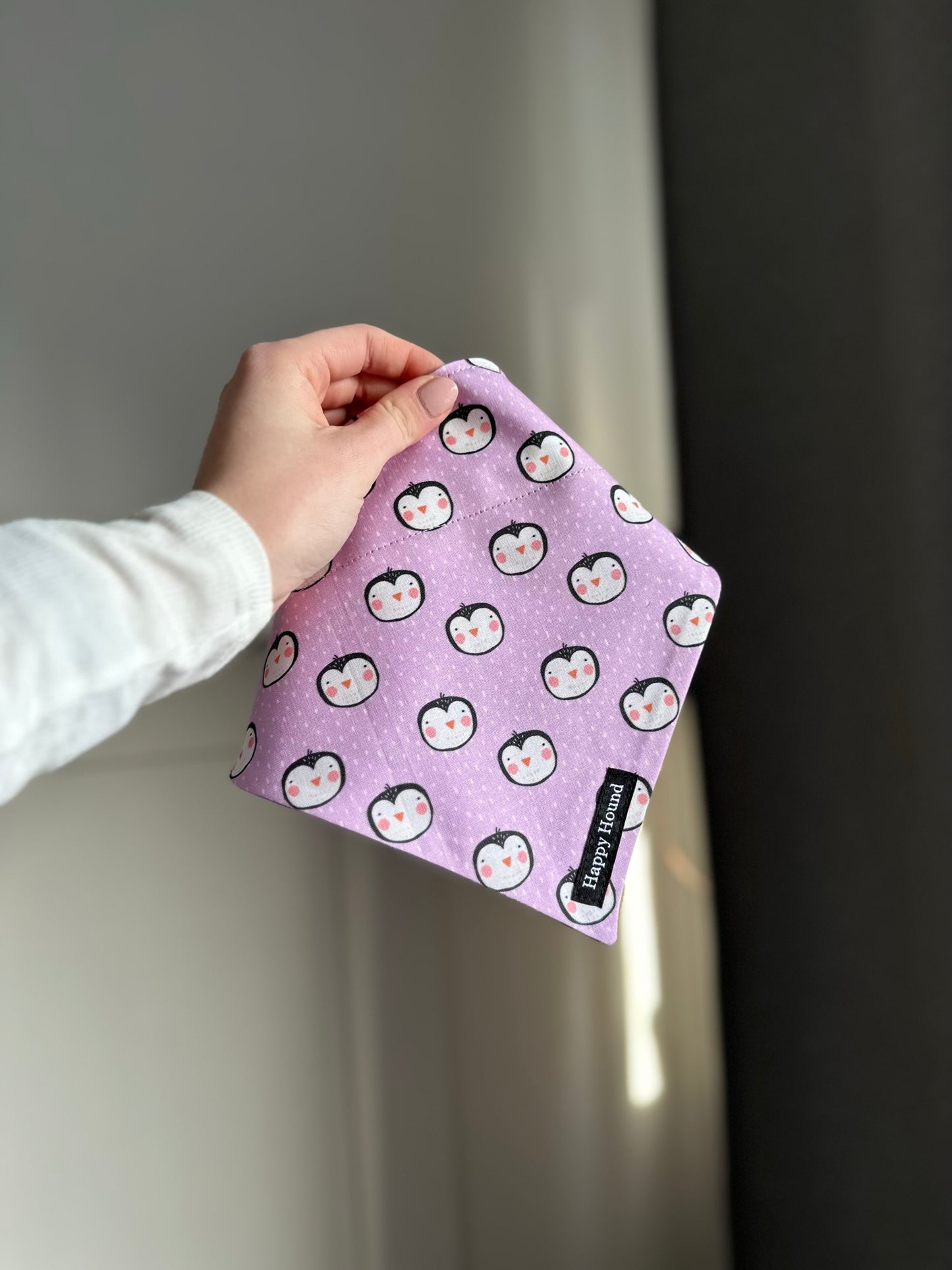 Christmas Penguins Lilac | Large | Handmade Bandana