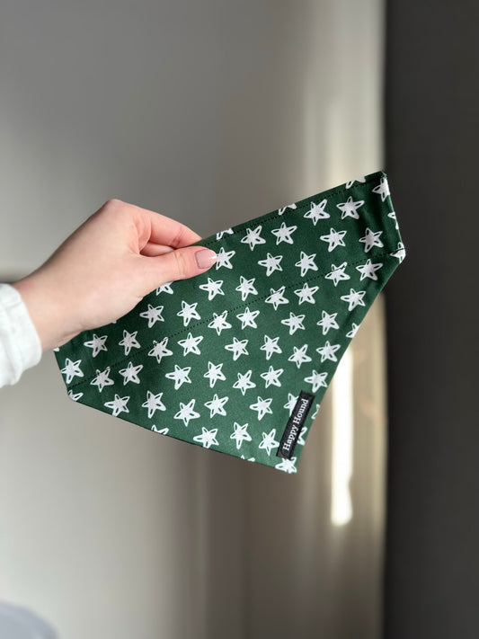 Christmas Star Green | Medium | Handmade Bandana