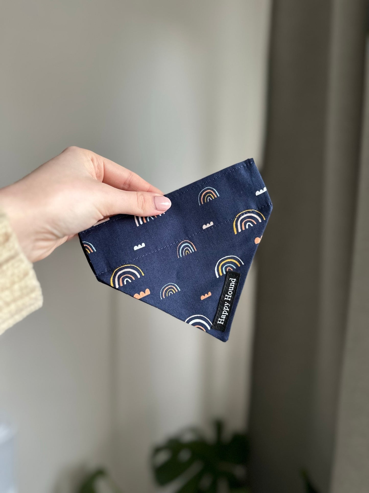 Navy Rainbows | XS | Handmade Bandana