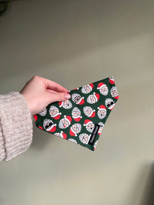 Christmas Santa Green | Small | Handmade Bandana