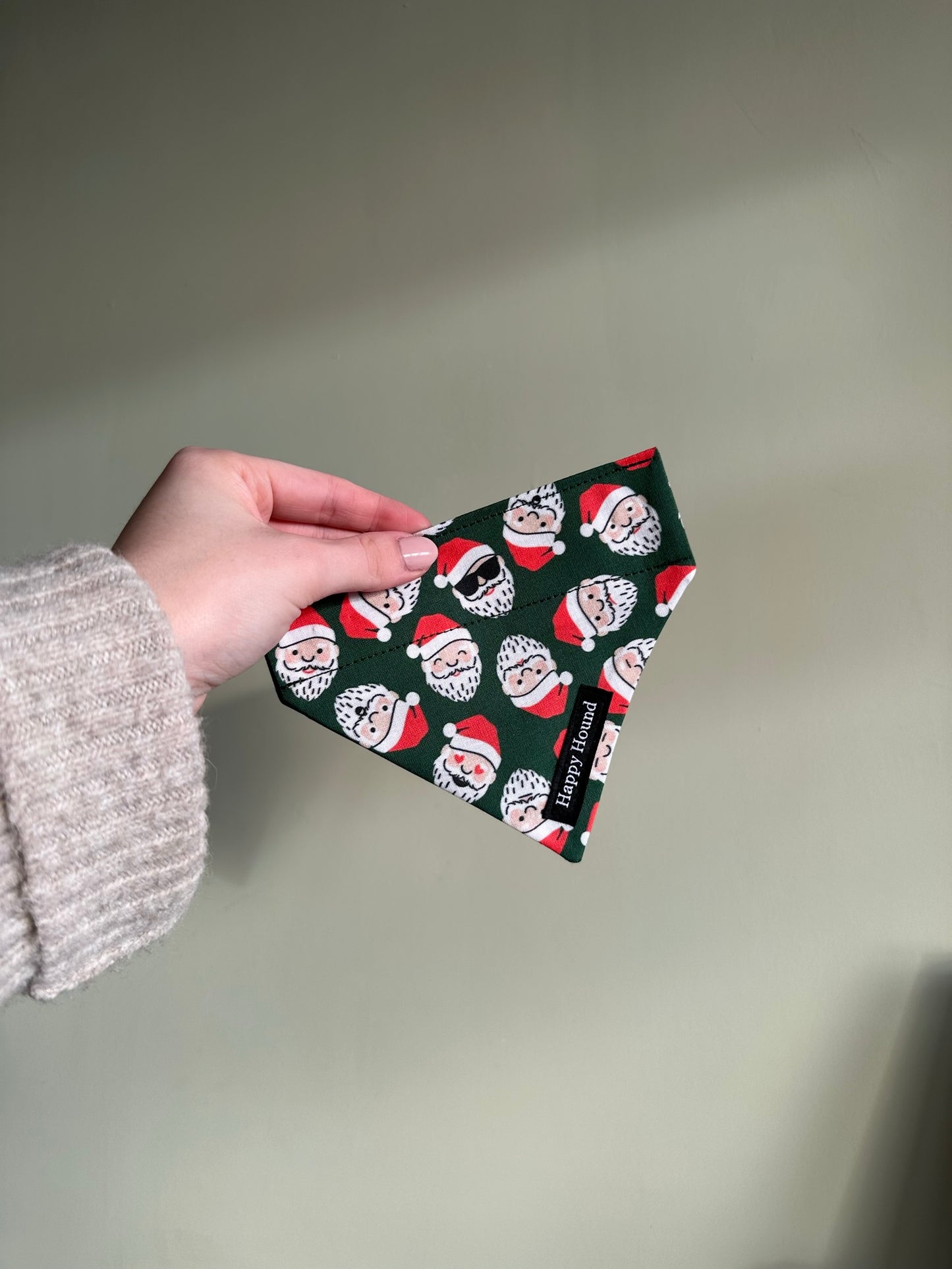 Christmas Santa Green | XS | Handmade Bandana