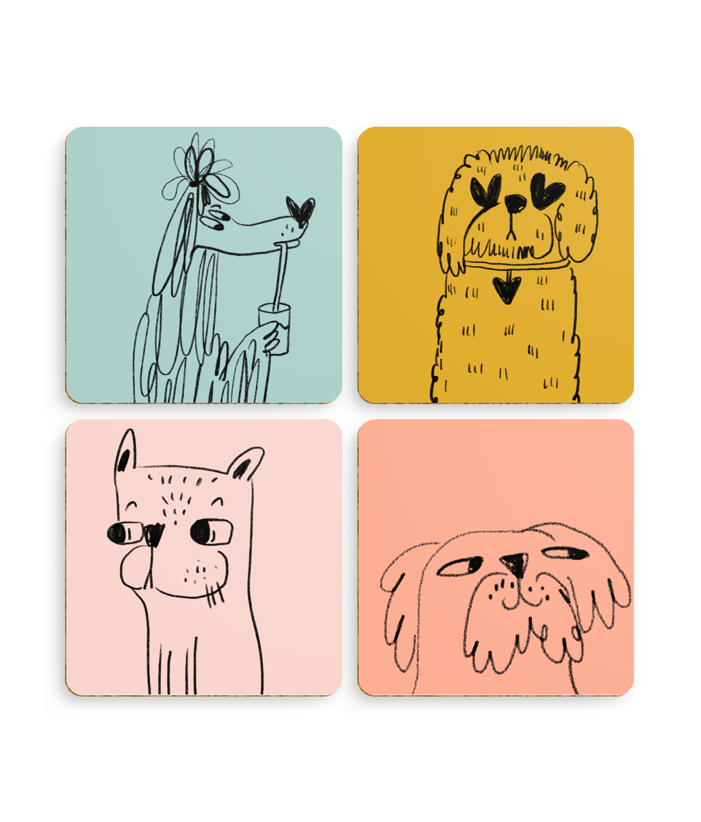 Woofy Warhol | Pack of 4 Coasters