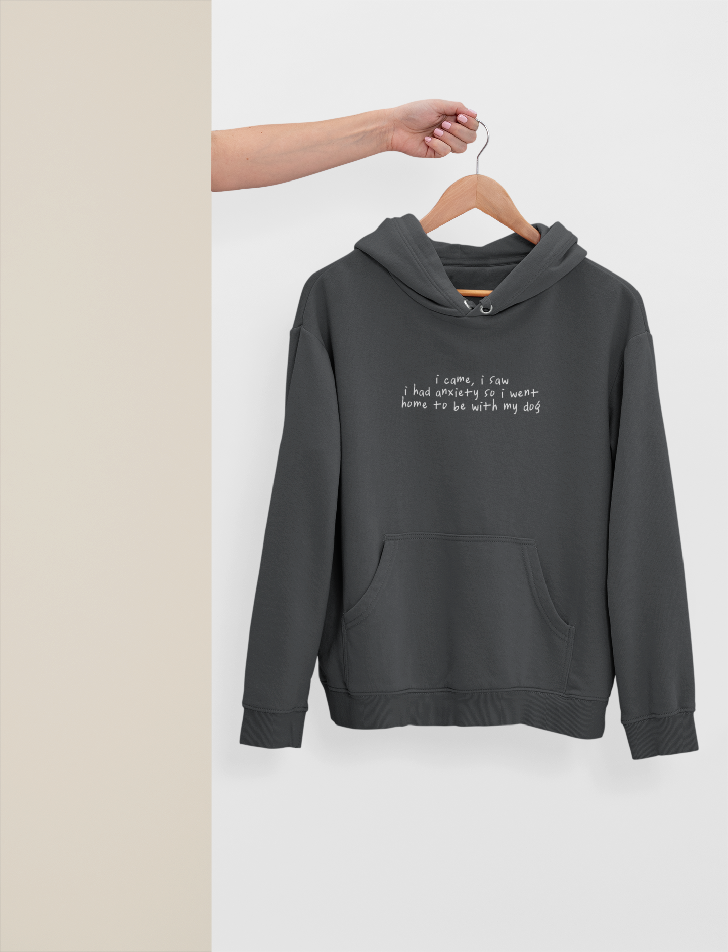 Embroidered | I Came, I Saw, I Had Anxiety So I Went Home To Be With My Dog | Unisex Hoodie